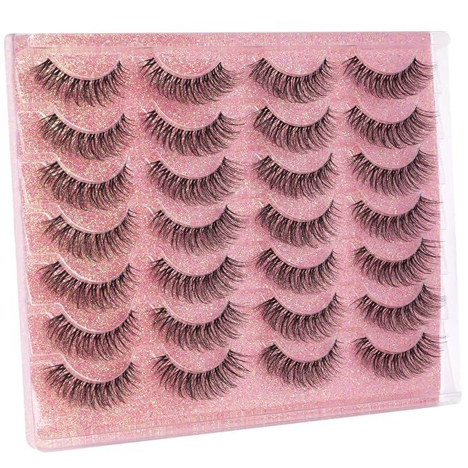 14mm Lashes Natural Look Wispy Eyelashes Faux Mink Lashes Clear Band Short Natural False Lashes Cat Eye Daily Soft Strip Lashes Pack by Kiromiro
