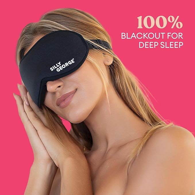 Silly George Lash Sleep Mask - 3D Contoured Blackout Eye Mask for Eyelash Extensions & False Lashes, Memory Foam Sleeping Mask for Women