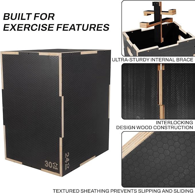 3 in 1 Non-Slip Wooden Plyo Box Plyometric