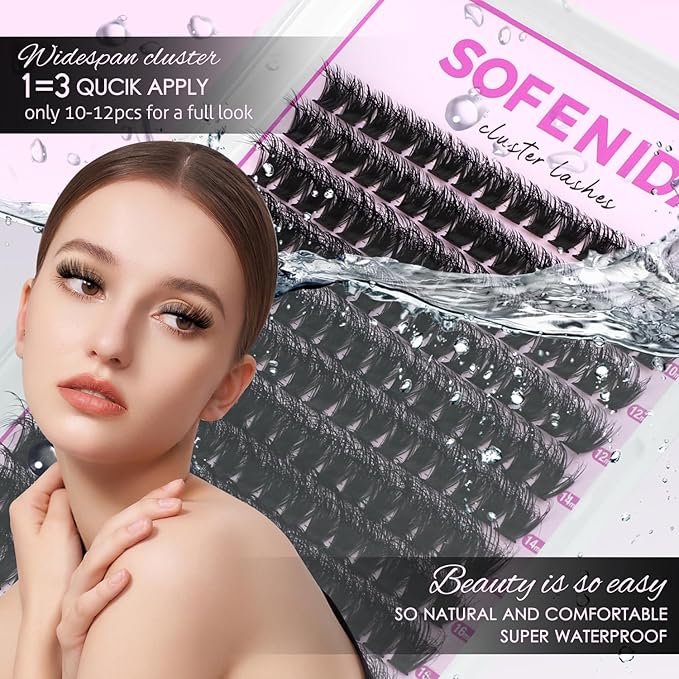 Lash Clusters Kit 80D Lash Clusters Kit 10-18mm Volume Eyelash Clusters D Curly Cluster Eyelash Extensions 3D Wispy Lashes Cluster DIY Lash Extension Kit(80D-10-18MIX Thick Kit)