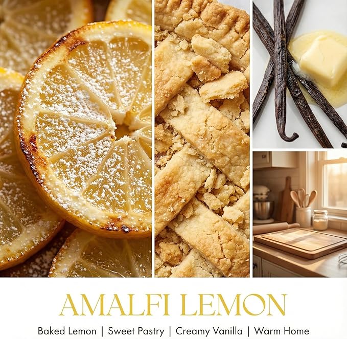 HomeLights Scented Candles | Large Jar 34 Oz Natural Soy Candle | 130 hrs Long-Lasting with 3 Wicks | Eclectic Mixed Styles Home Decor | Gifts for Mom & Women, Amalfi Lemon