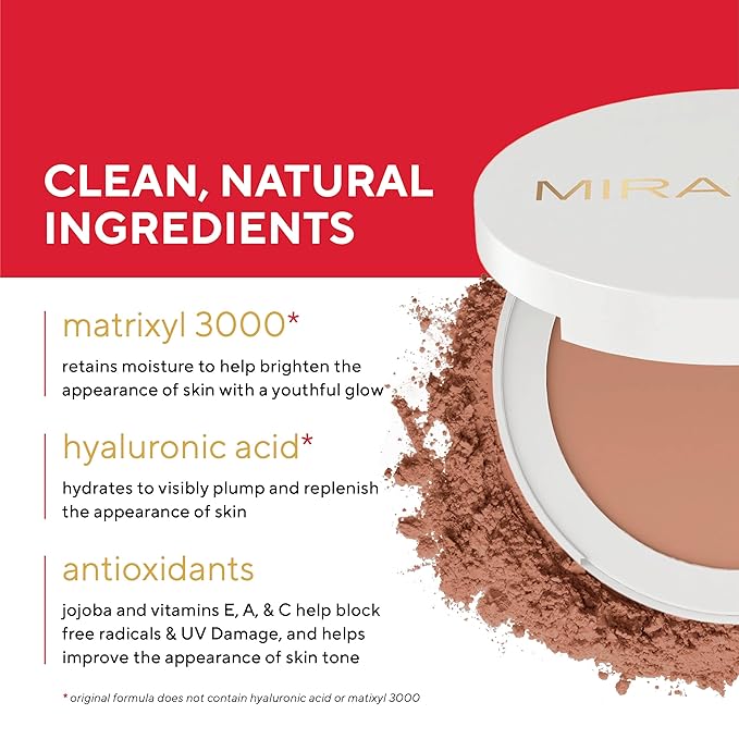 MIRABELLA - Invincible for All Pure Press Foundation, HD-Finish Pressed Powder, Buildable Mineral Pressed Powder Compact with Jojoba & Triglyceride, Age-Defying Makeup for All Skin Types, Medium M10