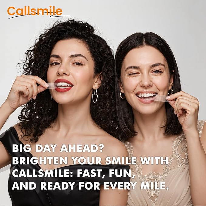 CALLSMILE Whitening Strips for Sensitive Teeth: 16 Treatments Gentle Whitening | Enamel-Safe 6% Hydrogen Peroxide | No-Residue Strips for Coffee & Tea Stains, Citrus