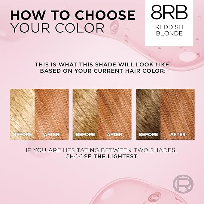 L'Oreal Paris Excellence Crème Permanent Hair Dye, Triple Care Hair Color with Hyaluronic Acid for 100% Gray Coverage, 8RB Reddish Blonde, 1 Kit (Packaging May Vary)
