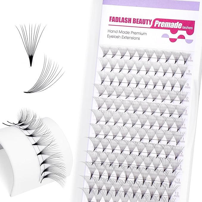 Eyelash Extension 0.05C Curl Premade Fans Eyelash Extensions 10D Fluffy Lashes Soft Lash Extensions 8-14mm for Professional Salon Use(0.05C-8-14mm)
