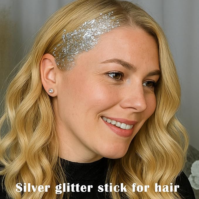 Silver Face Glitter Gel, Mardi Gras Out for Women,Cheer Body Glitter,Carnival Rave Accessories,Music Festival Singer Concerts Shimmer Holographic Sequins Glitter Paint Makeup,50ML