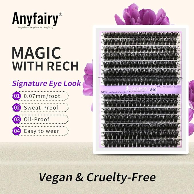 Lash Clusters Wispy Eyelash Clusters 280pcs 10-18mm Volume Cluster Eyelash Extensions 80D 100D Individual Lashes for Self Application （Sylph 80D&100D, 0.07D）