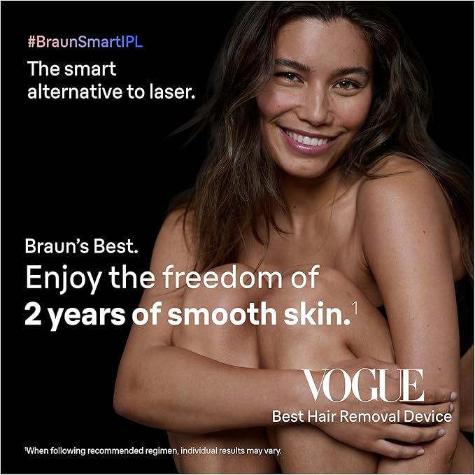 Braun Smart IPL, Vogue’s Best Hair Removal Device, Skin i·Expert Pro 7: at Home Laser Hair Removal, Permanent Visible Hair Reduction, Free App, Vanity Case, Venus Razor, 4 Smart Heads, IPL7387