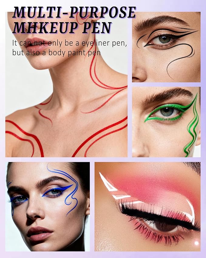 Liquid Eyeliner Pencil, Burgundy Waterproof Long Lasting Colored Eye liner Pen with Precision Tip, Matte Colorful Smudgeproof High Pigment Eyeliner Pen,Christmas Party Eye Makeup Gift for Women-08