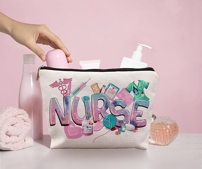 uinwk Trendy Nurse Makeup Bag, Nurse Gifts for Women, Nurse Appreciation Gifts, Registered Nurse RN Gifts, Nurse Practitioner Gifts for Women Cosmetic Bag, Nurse Graduation Gifts, Nurse Makeup Pouch