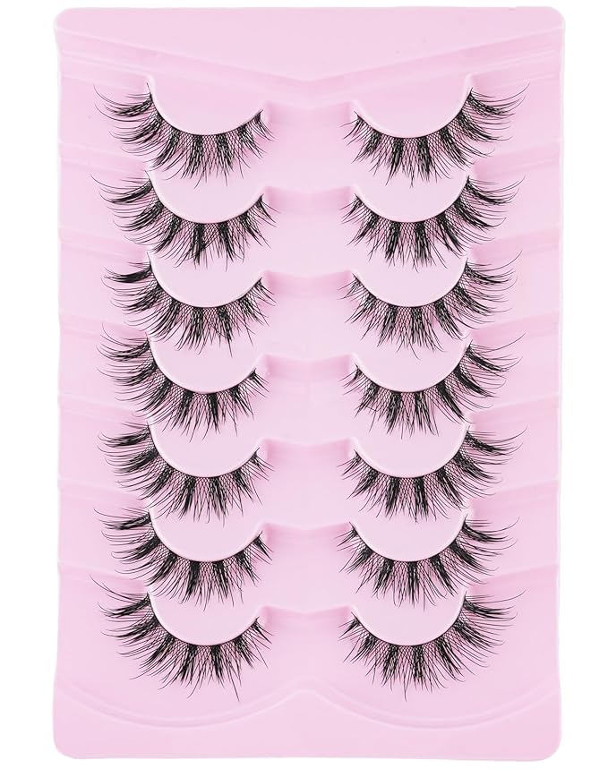 Manga Lashes Natural Look Anime Lashes Cosplay Fake Lashes 3D Wispy Eyelashes Asian False Eyelashes Japanese Eye Lashes Manhua Lashes Pack 7 Pairs Manga03