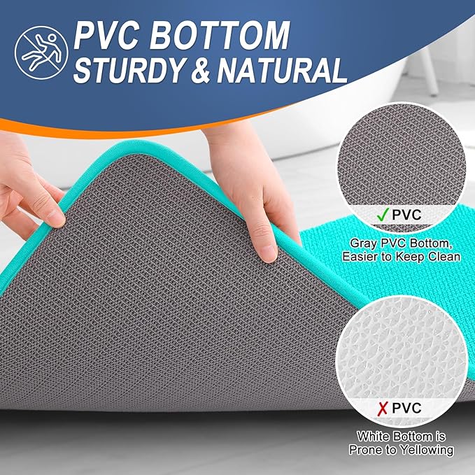 OLANLY Thick Memory Foam Bath Mat Rug 30x20, Extra Soft Absorbent Bathroom Rug, Quick Dry Bath Mats, Non-Slip, Machine Washable Carpet for Bathroom, Tub and Shower, Home Decor Accessories, Teal