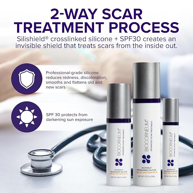 Advanced Scar Gel with Silishield® & SPF 30 50g – Silicone-Based, Water-Resistant, Fast-Drying Scar Cream for Surgical Scars, Burns & Injury – Made in USA, Safe for Kids 6+ – Surgeon Recommended