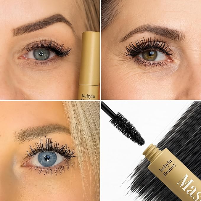 Kehyla Beauty™ Mascara for Older Women, Lengthening & Volumizing Lash Formula, Smudge-Proof Water-Resistant Long-Lasting Mascara with Soft Precision Brush for Fuller, Lifted Lashes (Black & Brown)