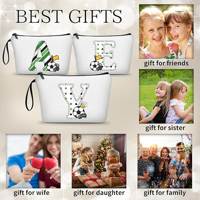 ARIOSEY Soccer Gifts Personalized Soccer Ball Cosmetic Bag for Purse Birthday Inspirational Gifts for Girls Women Team Coach Mom Stuff Travel Organizer-Y