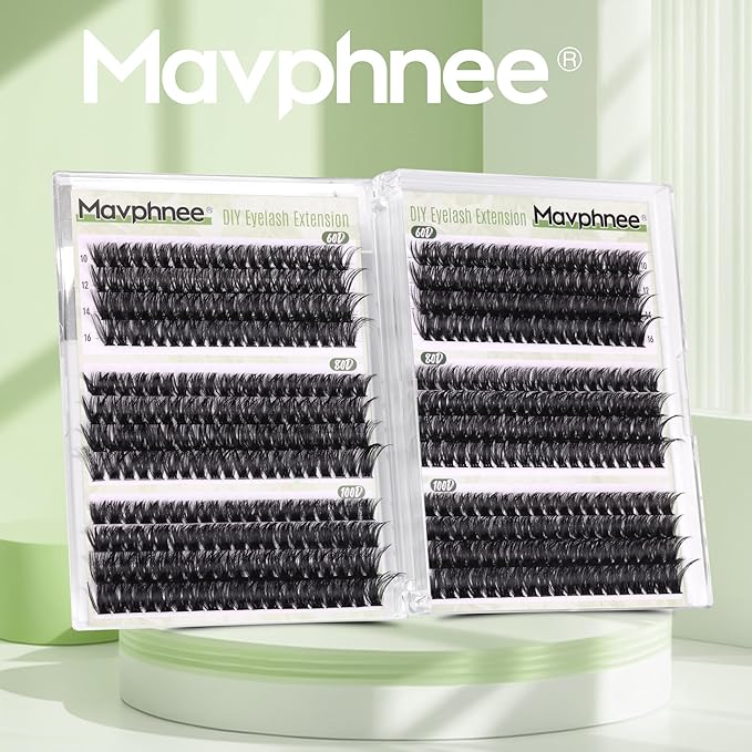 Cluster Eyelash Extensions Kit D-Curly Lash Clusters Kit 480Pcs Volume Lash Extensions DIY Eyelash Extensions for Beginners Mink Eyelash Clusters Lash Bond and Seal Kit (60D 80D 100D Mixed,10-16MM)