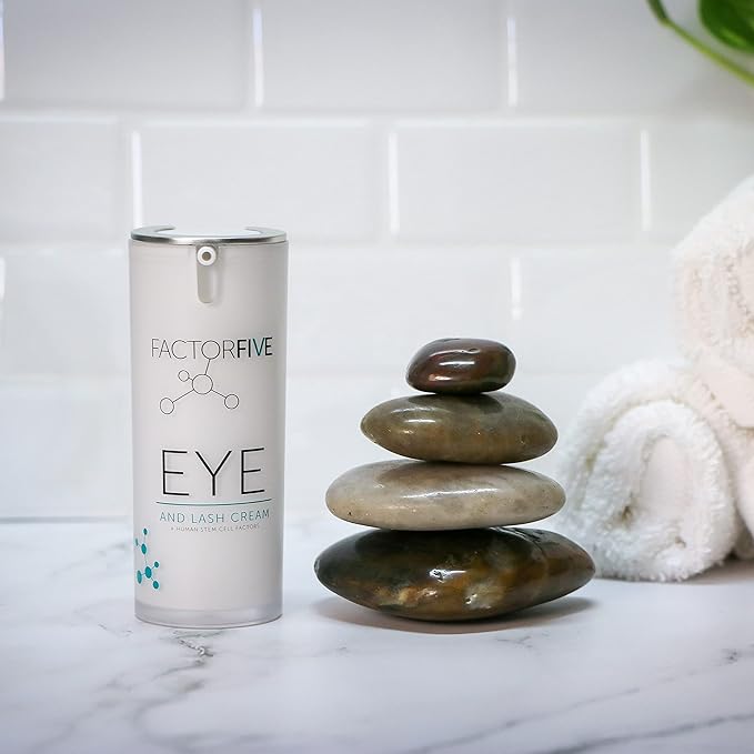 FACTORFIVE Eye and Lash Cream with Human Derived Apidose Stem Cell Growth Factors for Anti-Wrinkle, Collagen Boost, and Acne Scarring Repair, Large Size, 0.5 fl oz/15ml (Eye & Lash Cream)