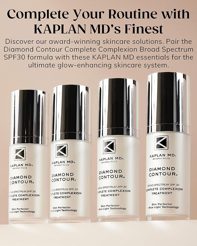 Kaplan MD Diamond Contour Broad Spectrum SPF 30 - Complete Complexion Treatment, Hydrating Sheer Coverage, UVA/UVB & Blue Light Protection, Fragrance-Free, Deep Tinted Sunscreen for Face