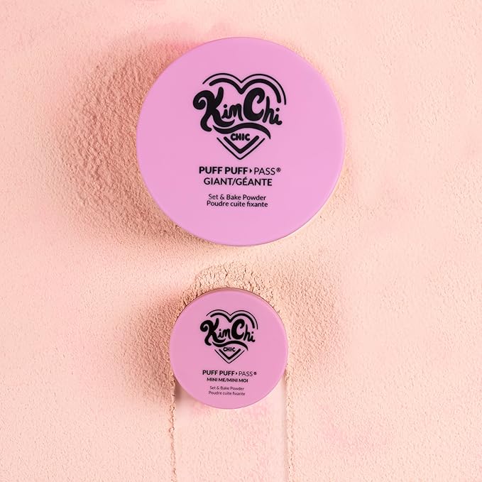 KimChiChic Beauty Giant Puff Puff Pass Set & Bake Powder - Loose Setting Powder with Rice Powder & Vitamin E, Finely Milled for All Day Wear, Translucent 80g