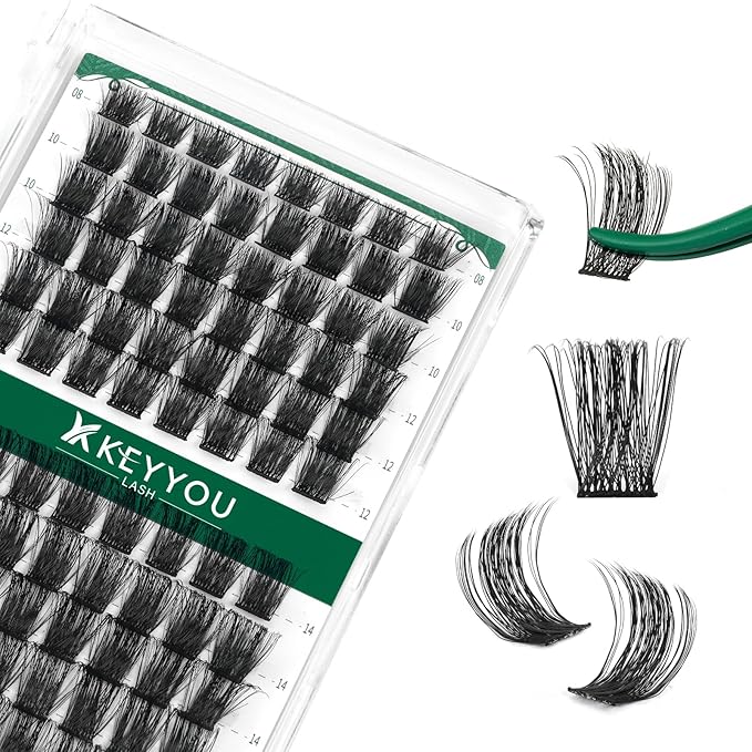 Lash Clusters 96pcs Cluster Lashes D Curl 8-18MIX DIY Lash Extensions Eyelash Clusters KEYYOU Volume Wispy Individual Lashes Soft&Comfortable Easy DIY at Home(Y04,D-8-18MIX)