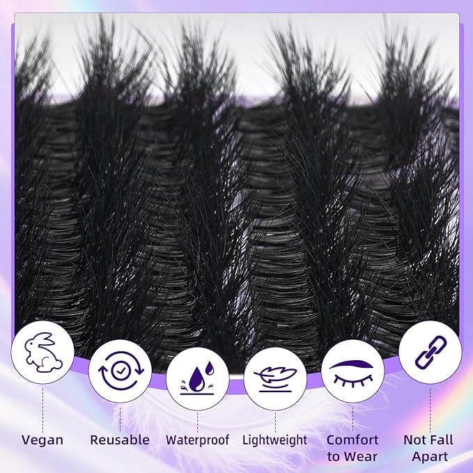 B&Q Lash Clusters Fluffy Wispy Voluminous - 144 PCS Feath5D 01 Layered Individual Cluster Lashes, Feathered Lightweight Eyelash Extensions in 8-18mm, C Curl, Waterproof False Lashes