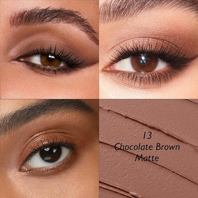 Dual-Ended Chocolate Eyeshadow Stick - Long-Lasting Cream Eye Shadow Stick Crease-Proof Matte Eyeshadow Pencil, Easily Blendable Multi-Use Neutral Eyeliner Makeup with Built-in Smudger, 13