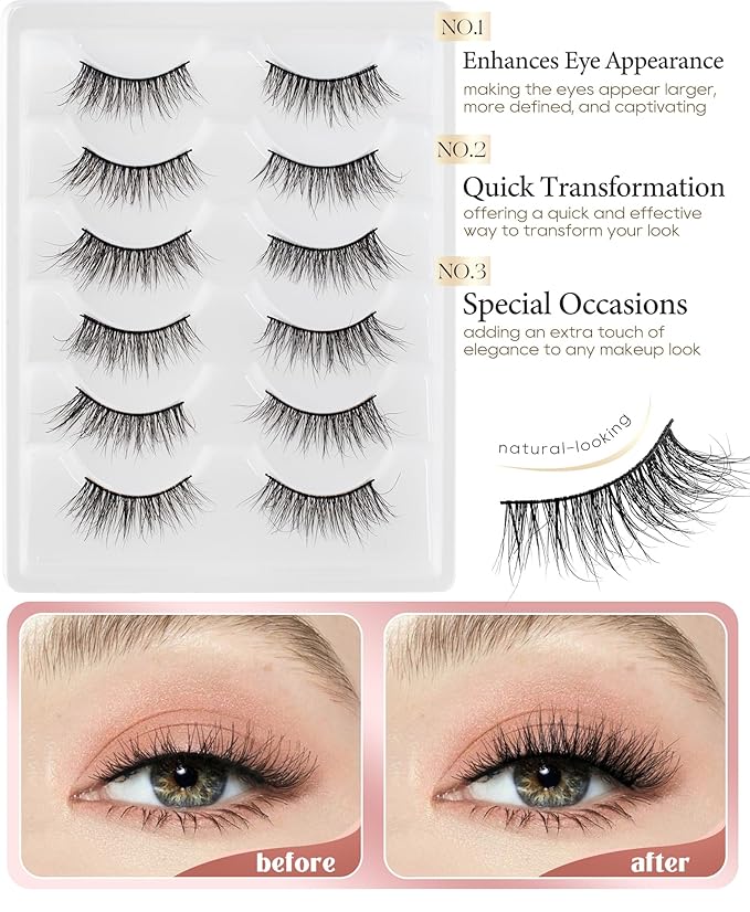 Onlyall Wispy 3/4 Lashes Natural Look False Eyelashes Mink C15