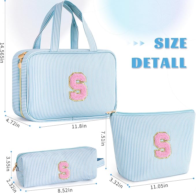 Fystdtote Christmas Gifts for Teenage Girls Stocking Stuffers for Teen Girl Initial Makeup Bag | Cosmetic Toiletry Bag | Birthday Gift for 8 9 10 11 12 13 Years Old | Trendy Stuff - Blue S