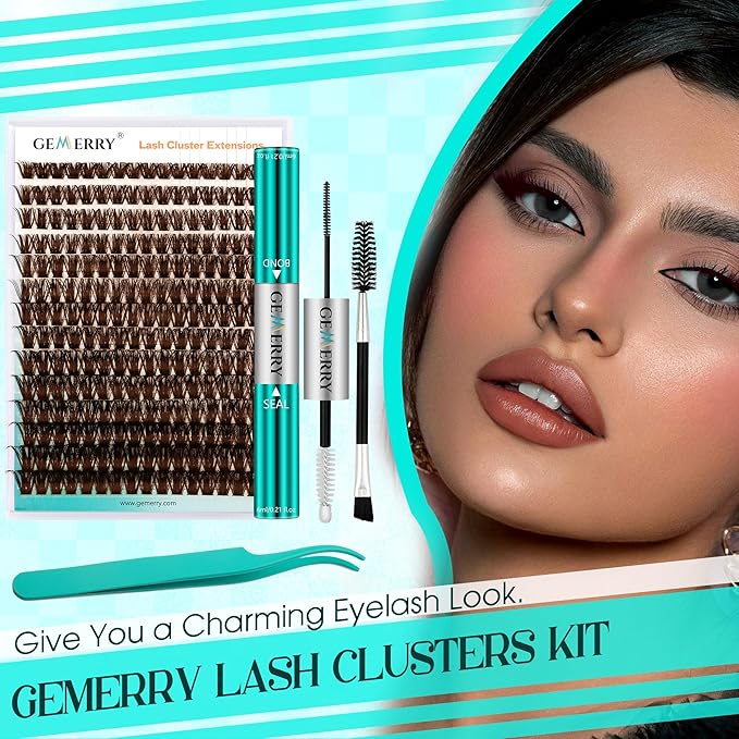 Brown Lash Clusters 280PCS Eyelash Clusters Natural Looking Individual Lash Extenison Fluffy Cluster Lashes DIY Lashes at Home by GEMERRY（100P-10-18mm-Brown)