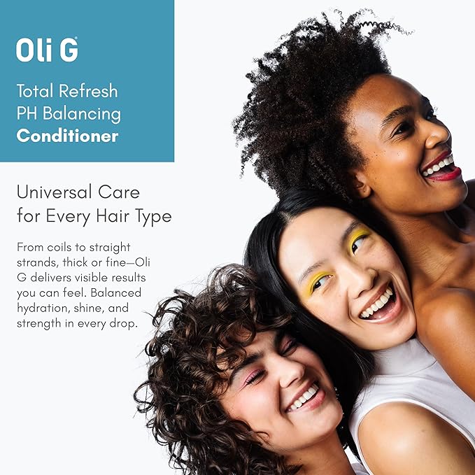 Oli G Total Refresh pH Balancing Hair Conditioner – Lightweight Daily Conditioner for All Hair Types – With Marula Oil, Shea Butter, Botanical Proteins – Detangles, Softens & Smooths – 10 fl oz
