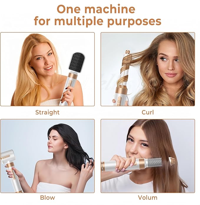 Nora Styler 7-in-1 Multistyler Pro - High-Speed Negative Ionic Hair Dryer, Fast Drying air wrap Hair Styler Multi Hair Styler, Auto Air Wrap Styler for Curling Volumizing Straightening