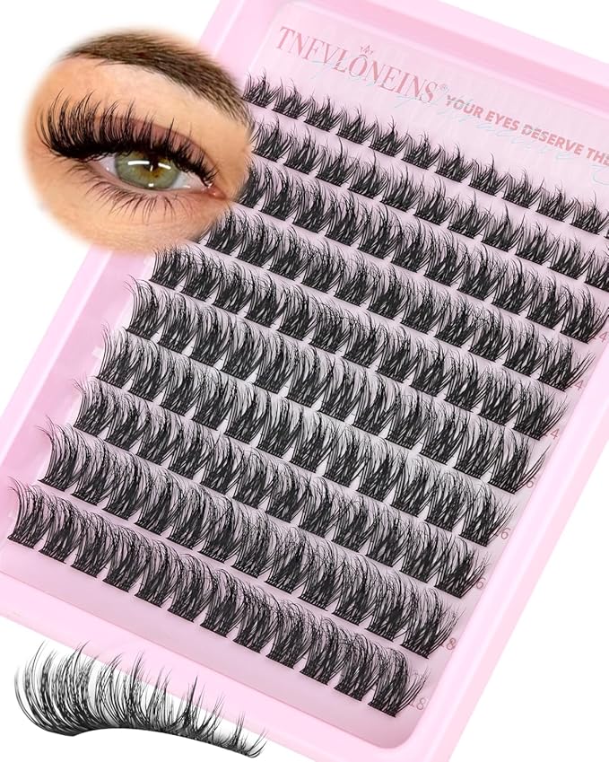TNFVLONEINS Natural Lash Clusters Wispy Clusters Eyelash Extensions Fluffy Eyelash Clusters Spikes Individual Lashes 10-18MM Spider Lashes Clusters C-Curly Fairy Lash Extension