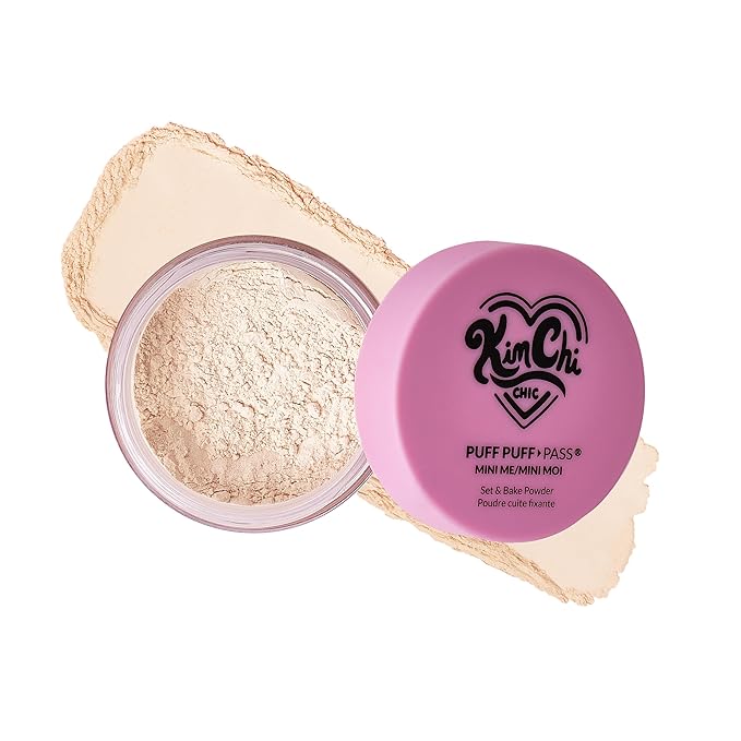 KimChiChic Beauty Mini Me Puff Puff Pass Set and Bake Setting Powder for Makeup, Soft Natural Face Makeup for Uneven Skin Tone, 0.17oz, 02 Banana