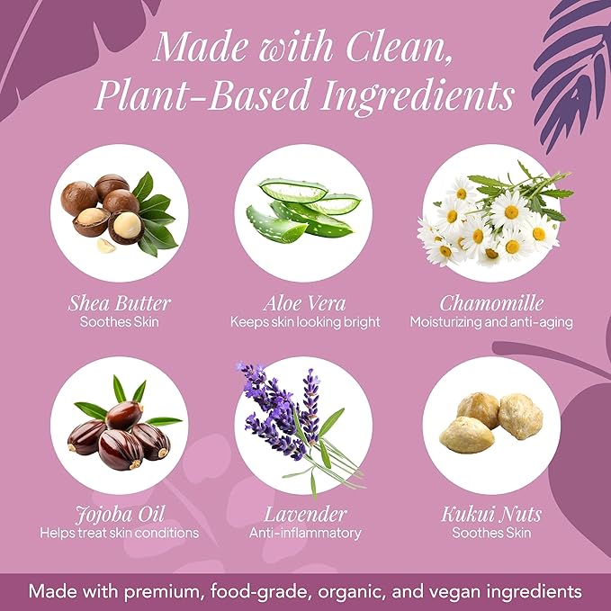 Saavy Naturals Body Cream Clean,Plant Based Ingredients - Made in USA Lavender Chamomile Body Lotion Absorbent Shea Butter Thick and Creamy, Naturally Scented Body Lotion for Dry Skin, 8.5 Oz.