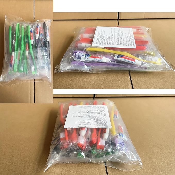 30pcs Disposable Toothbrushes with Toothpaste,Single Use Toothbrush with Toothpaste Individually Wrapped Disposable Travel Toothbrushes Kit Bulk for Homeless,Hotel,Guests(5 Colors)