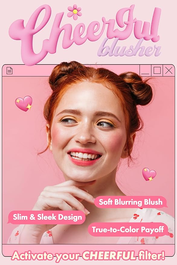 Cheerful Blusher | Peach Blush for Cheeks Powder (02 Peachful) 14 Oz
