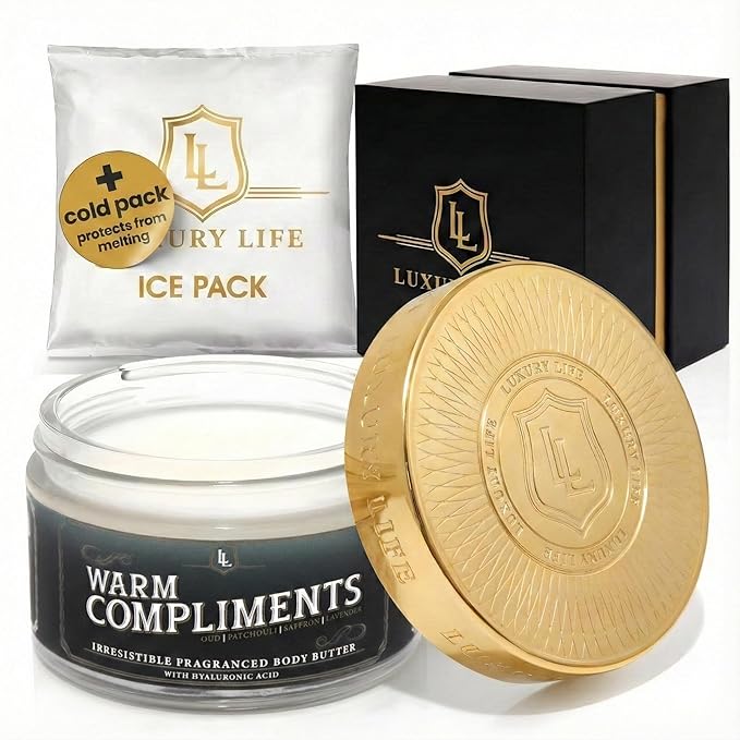 LUXURY LIFE Bed Butter - Scented, Luxurious Body Butter With All-Natural Hyaluronic Acid For Soft, Glowing, Hydrated Skin - For Men & Women - For All Skin Types - Warm Compliments Scent, 5 oz