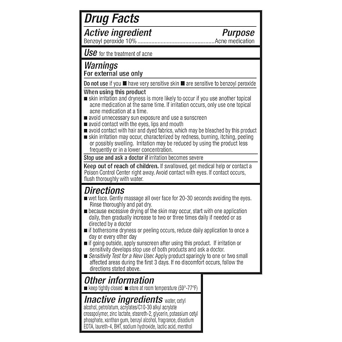 Amazon Basics Acne Cleanser Face Wash - Daily Control, Maximum Strength 10% Benzoyl Peroxide, 5 Ounce (Pack of 3)