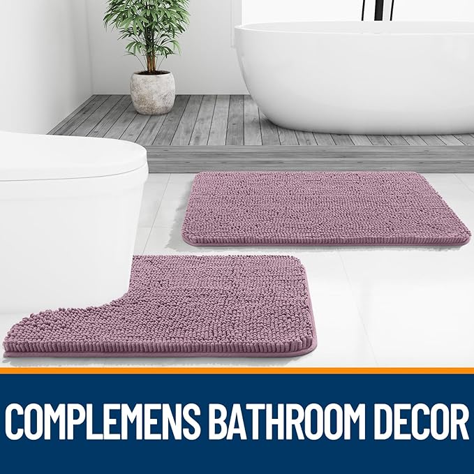 OLANLY Bathroom Rugs 59x24, Extra Soft Absorbent Chenille Bath Rugs, Rubber Backing Quick Dry, Machine Washable Bath Mats for Bathroom Floor, Tub and Shower, Home Decor Accessories, Deep Plum