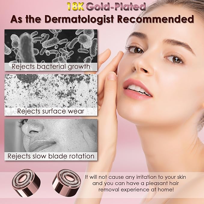 Gurelax Replacement Heads for Flawless Finishing Touch Facial Hair Remover, Gen 3 Replacement Blades for Women,18K Gold Replacement Blades Refill (Just fit for Gen3 Device)