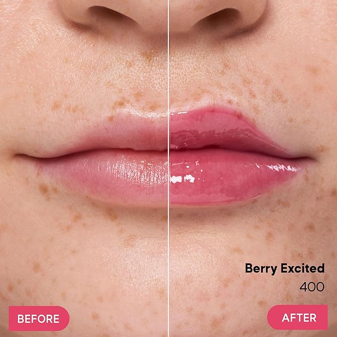 Almay Gleam Big Lip Serum, Hydrating and Moisturizing, Hypoallergenic Lip Gloss, Non-Sticky, 400 Berry Excited, 0.13 fl oz