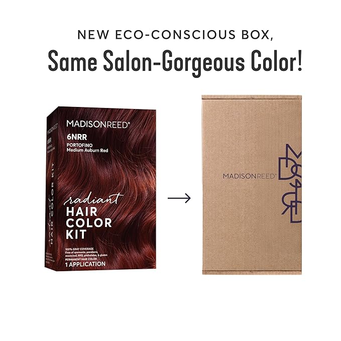 Madison Reed Radiant Hair Color Kit - 6NRR Medium Auburn Red (Portofino Red), Dimensional Gray Hair Blending Permanent Hair Dye, PPD-Free & Ammonia-Free, 1 Pack