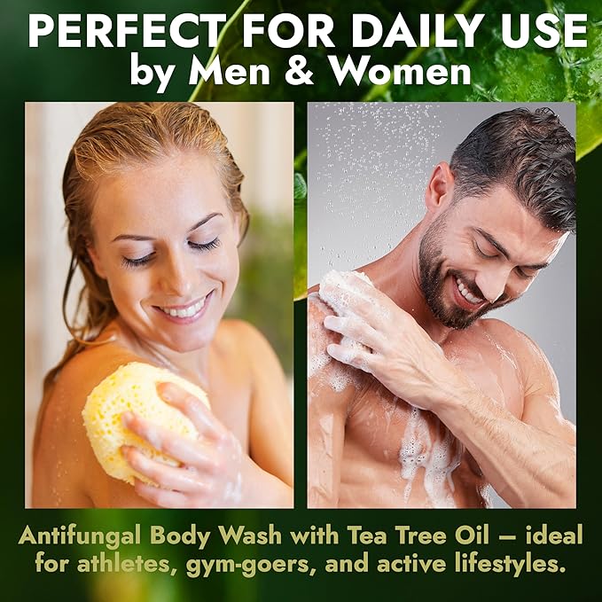 Terramed Just Think Comfort Antifungal Body Wash with Tea Tree Oil | Antifungal Soap Treats Ringworm, Back Acne, Eczema & Jock Itch | Antifungal Body Soap For Men And Women (16.9 oz)
