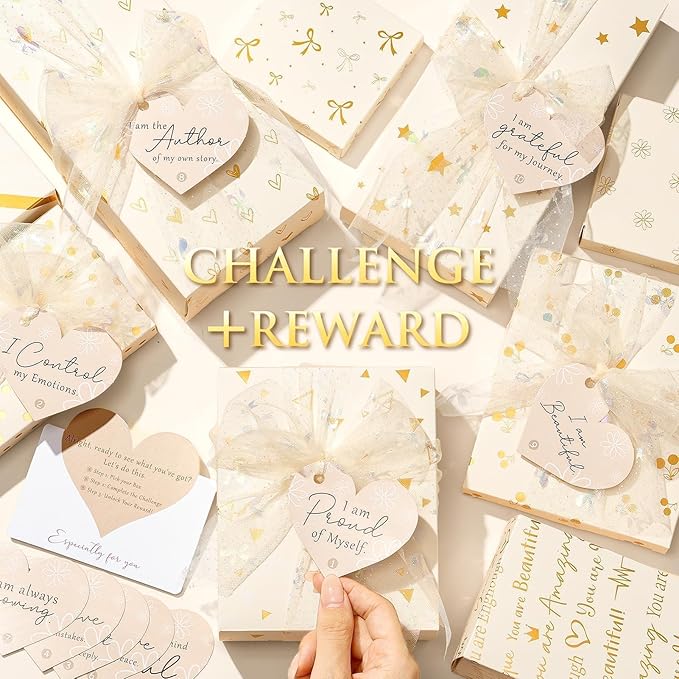 Teen Girl Gifts Trendy Stuff, 10 Positive Affirmation Cards & Empowering Challenges to Unlock 10 Wrapped Makeup Gift Set Motivational Birthday Valentines Day Gift Basket for Tween & Teenage Girls