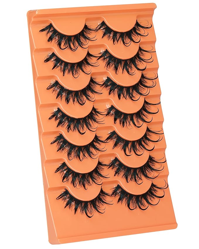 Manga Lashes Natural Look Spiky False Eyelashes Fluffy D Curl Wispy Lashes 3D Volume Anime Lashes with Spikes for Cosplay Party Wet Lashes Look by JIMIRE