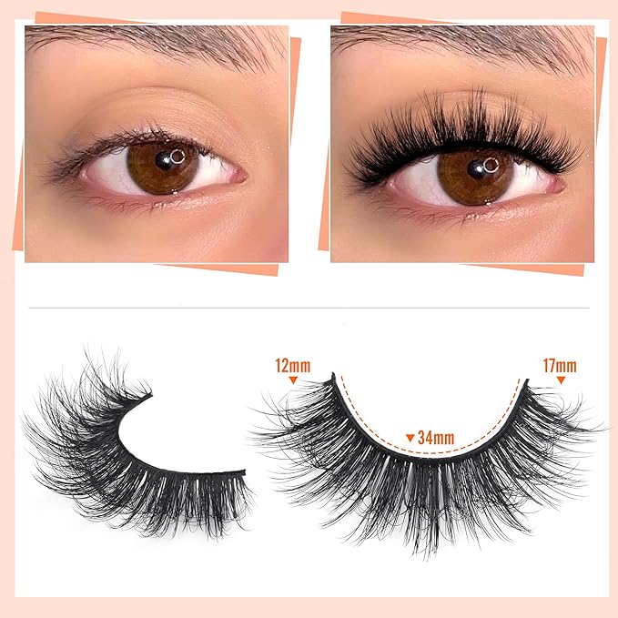 ALICROWN Fuzzy Eyelashes False Lashes Natural Wispy Fake Eyelashes Full Mink Lashes C Curly Strip Lashes Pack 12 Pairs