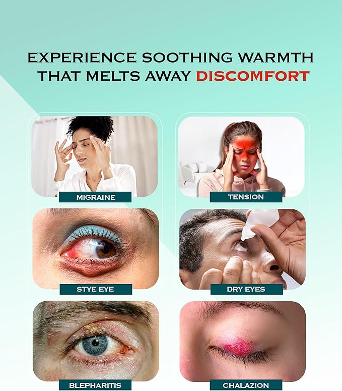 ThermoDR Microwavable Heated Eye Mask for Dry Eyes - Warm Eye Compress with Soft Fleece, Cleaned Wheat & Elasticated Strap - Relaxing Hot Eye Compress for Headaches, Sinus, Sore Cheeks, Tension