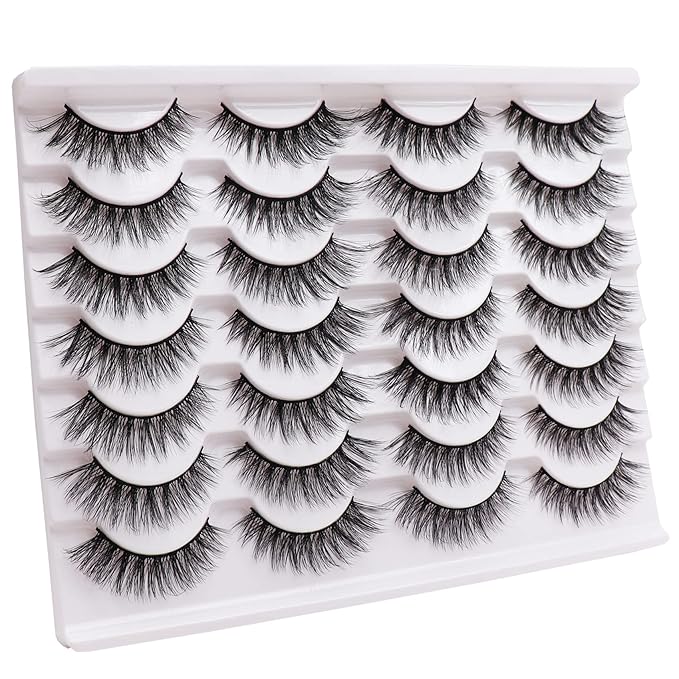 Losha Eyelashes Natural Look Faux Mink Lashes Pack Handmade Wispy False Eyelashes 14 Pairs Cat Eye Lashes (Y52)