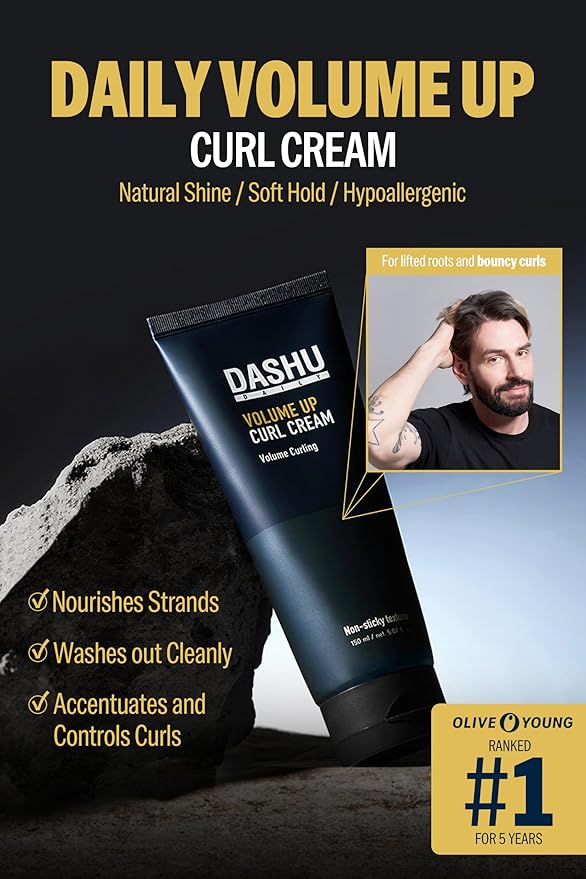 DASHU Daily Volume Up Curl Cream | Hair Curling Cream for Men & Women w/Vegetable Oil & Protein Ingredients | Hydrating Curl Cream for Wavy Hair | Curly Hair Care Products (Pack of 2, 5.46 Fl. Oz.)