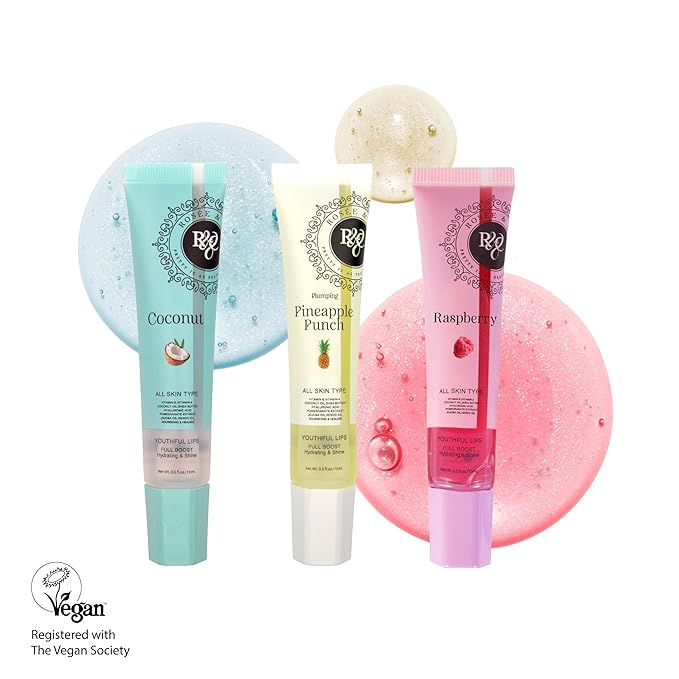 Rosee Lip Gloss Vegan & Cruelty Free Treatment, Professional Make up, Long Lasting Glossy with Shea Butter, Moisturize, Protect & Smooth, High Shine, Non-Sticky (p. Churu Grape, 0.5)